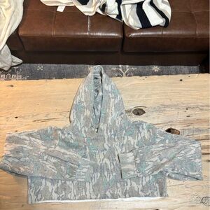 Tribe Kelley crop green leaf camo hoodie